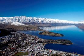 Aerial view of Queentown in New Zealand