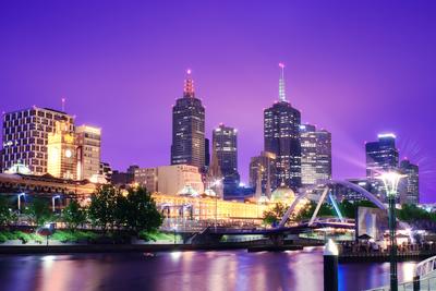 Melbourne skyline view at night