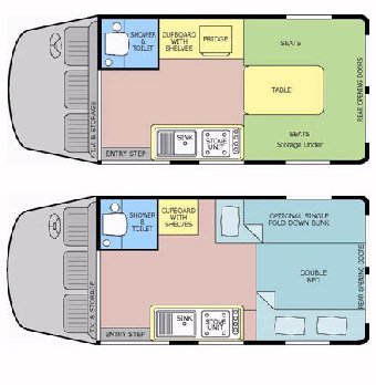 3 berth Cruiser Campervan View - Night and Day