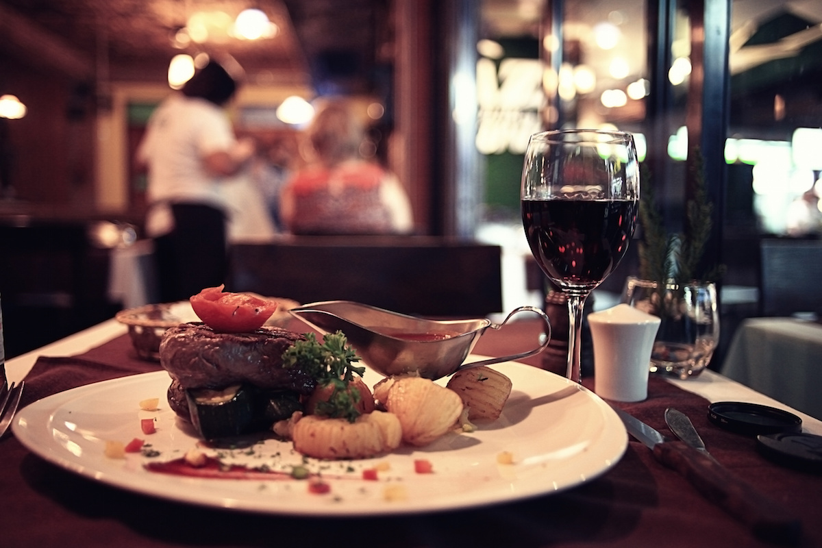 food in the restaurant, table, background