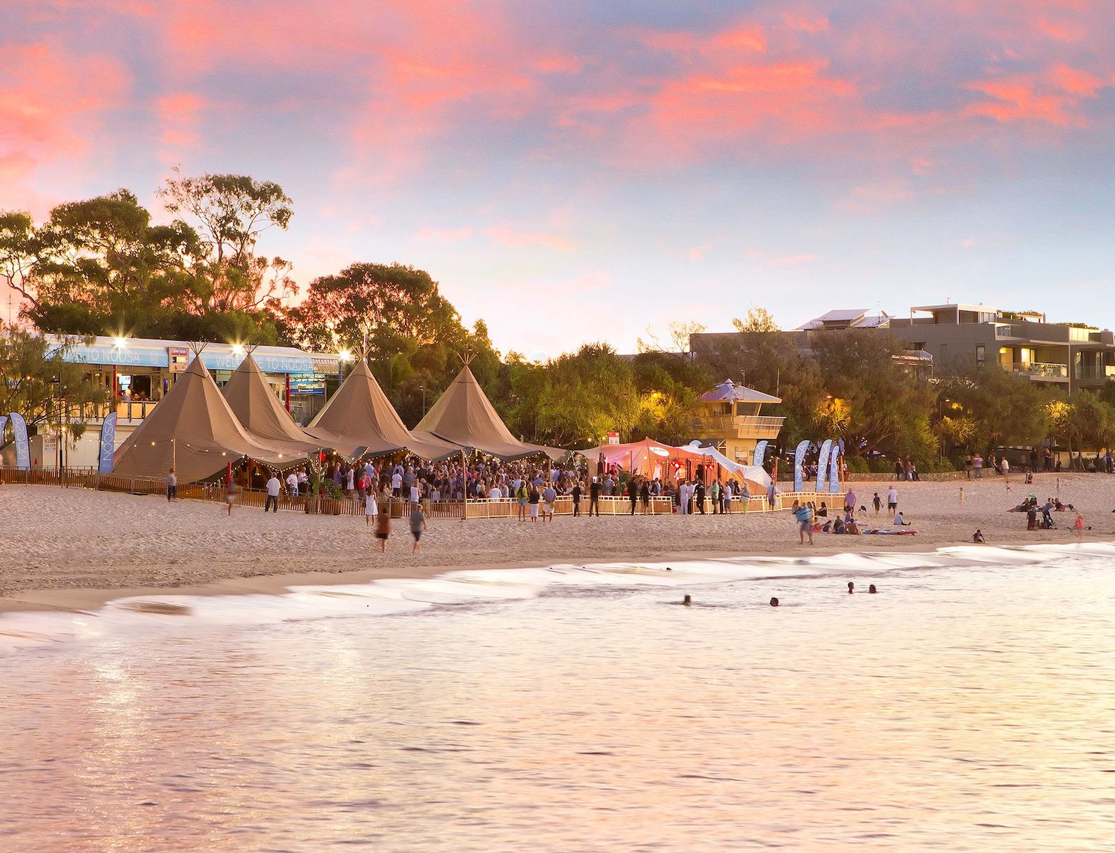 Tipis on Noosa Beach