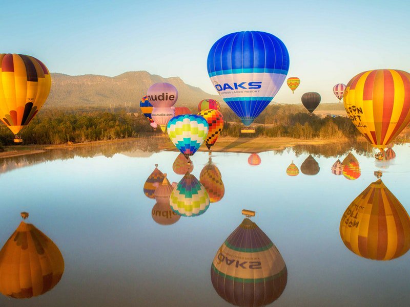 Labour day holiday hot air balloons floating